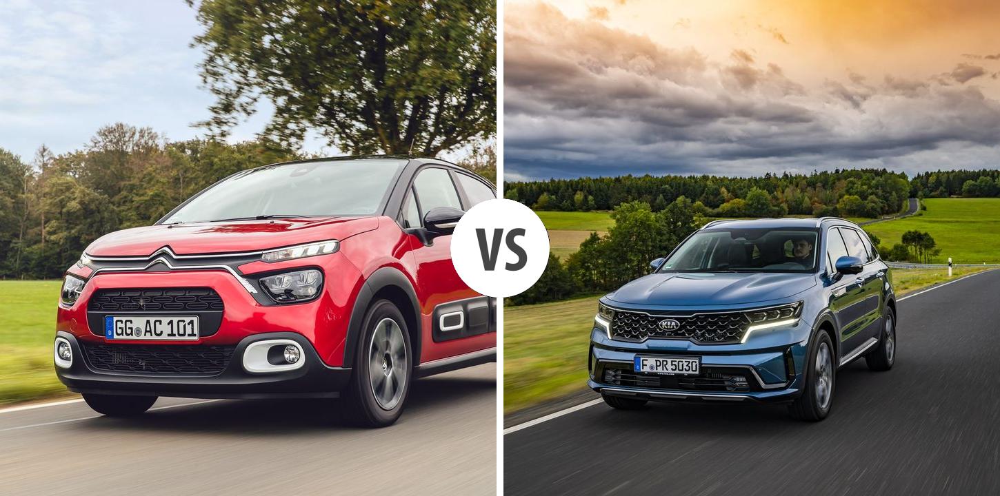 Citroën C3 VS KIA Sorento Autovergleich | AUTOGOTT.AT