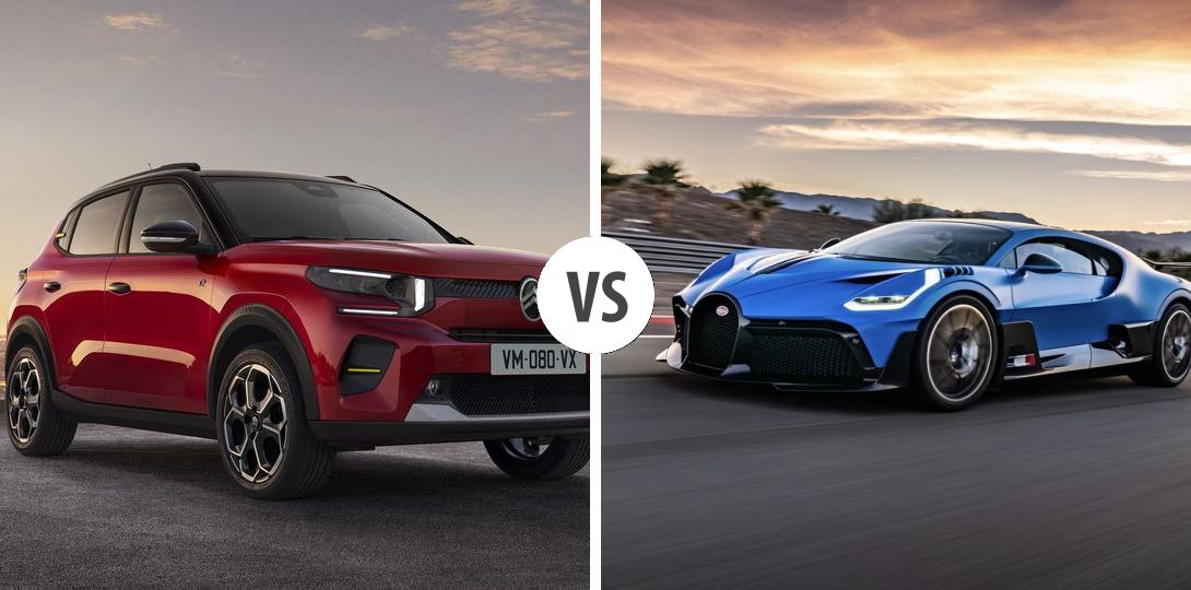 Citroën ë-C3 VS Bugatti Divo Autovergleich | AUTOGOTT.AT